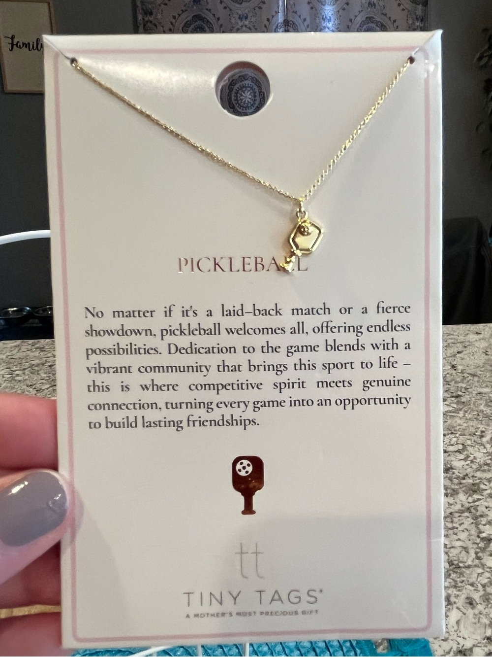 Tiny Tags Pickleball Gold Pendant Necklace